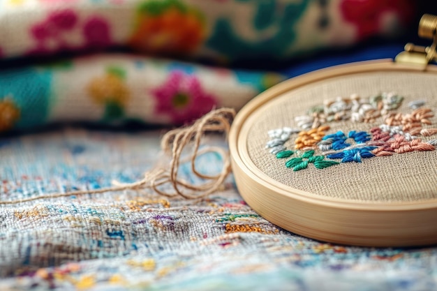 detal ręcznego haftu